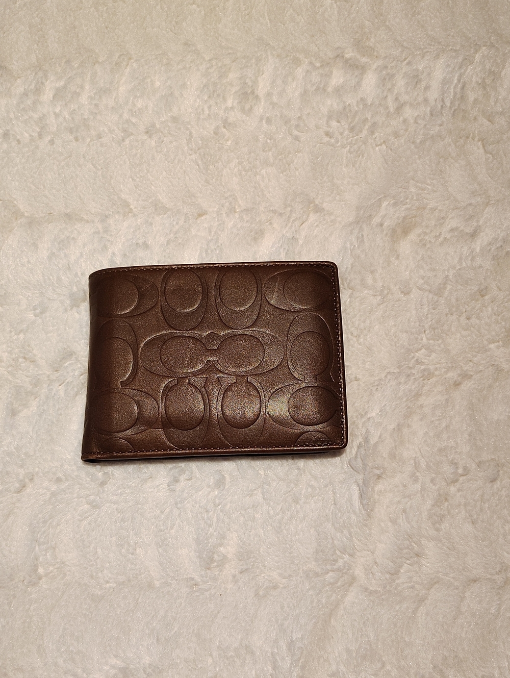 Coach Signature Embossed Leather Card Wallet - Brown
